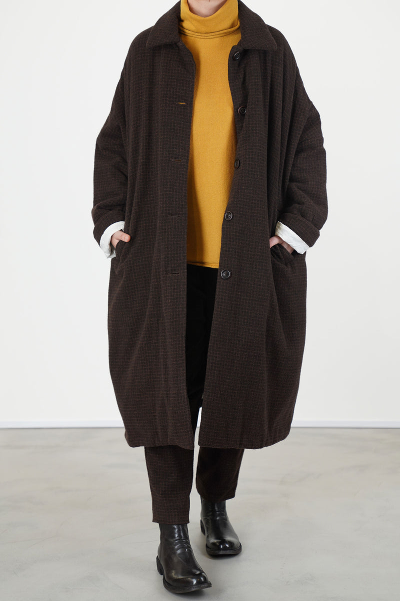 big blobby coat wool cashmere brown check