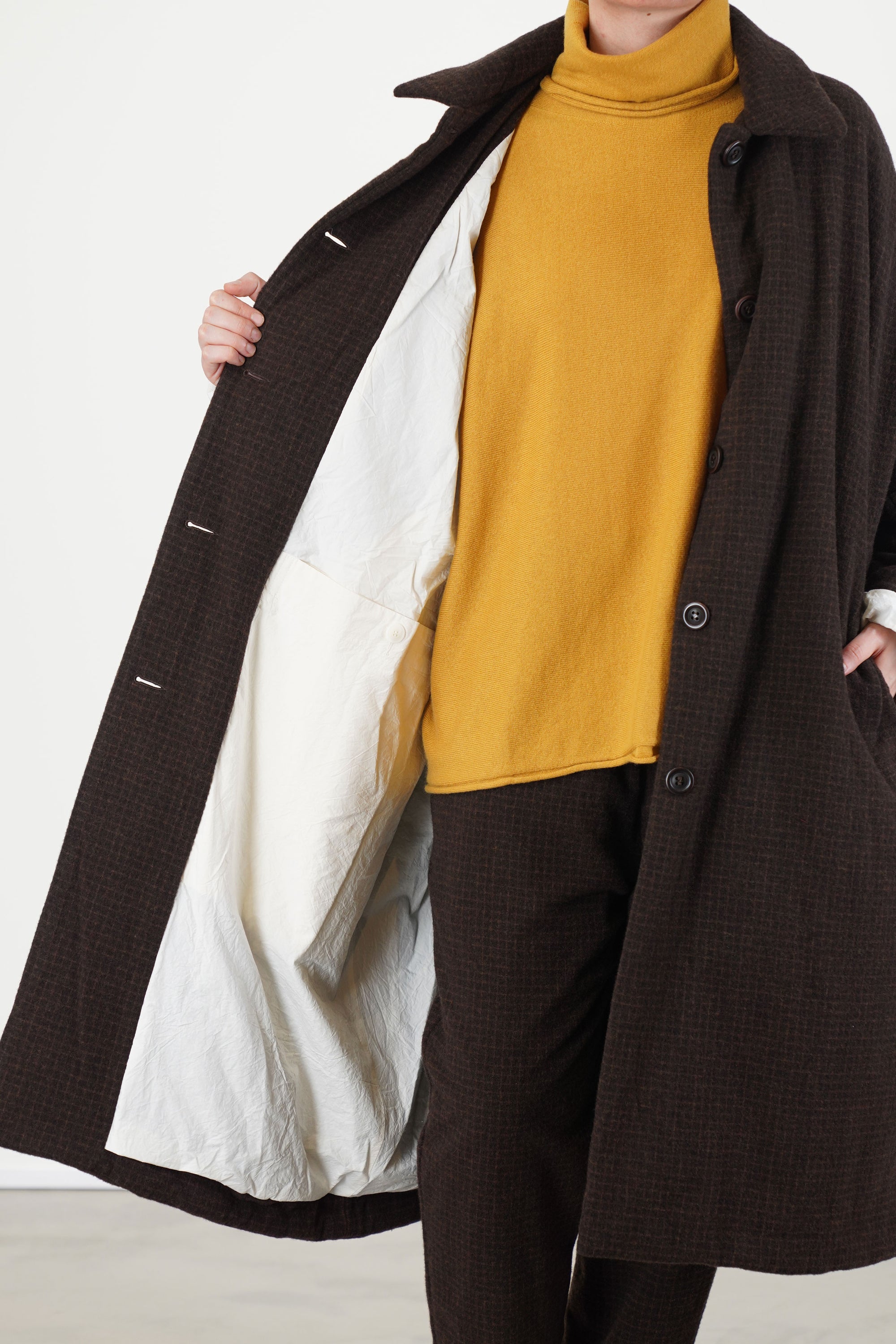 big blobby coat wool cashmere brown check