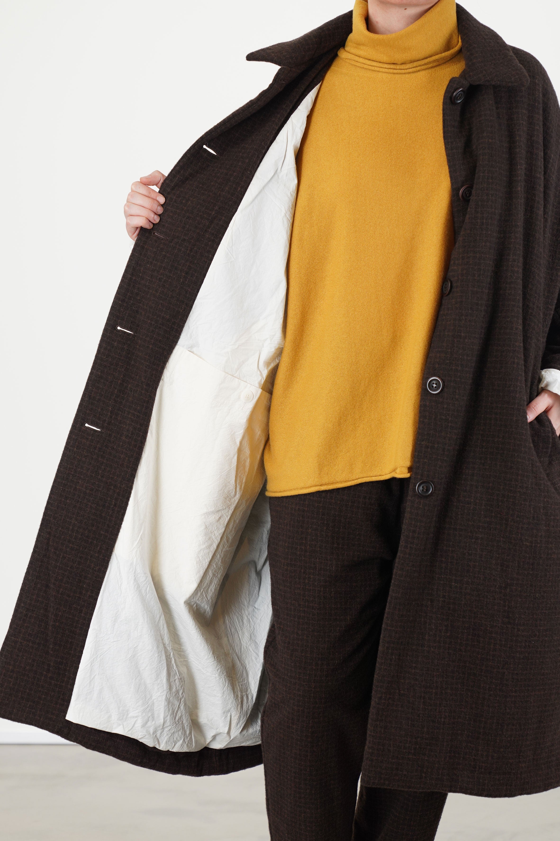 big blobby coat wool cashmere brown check