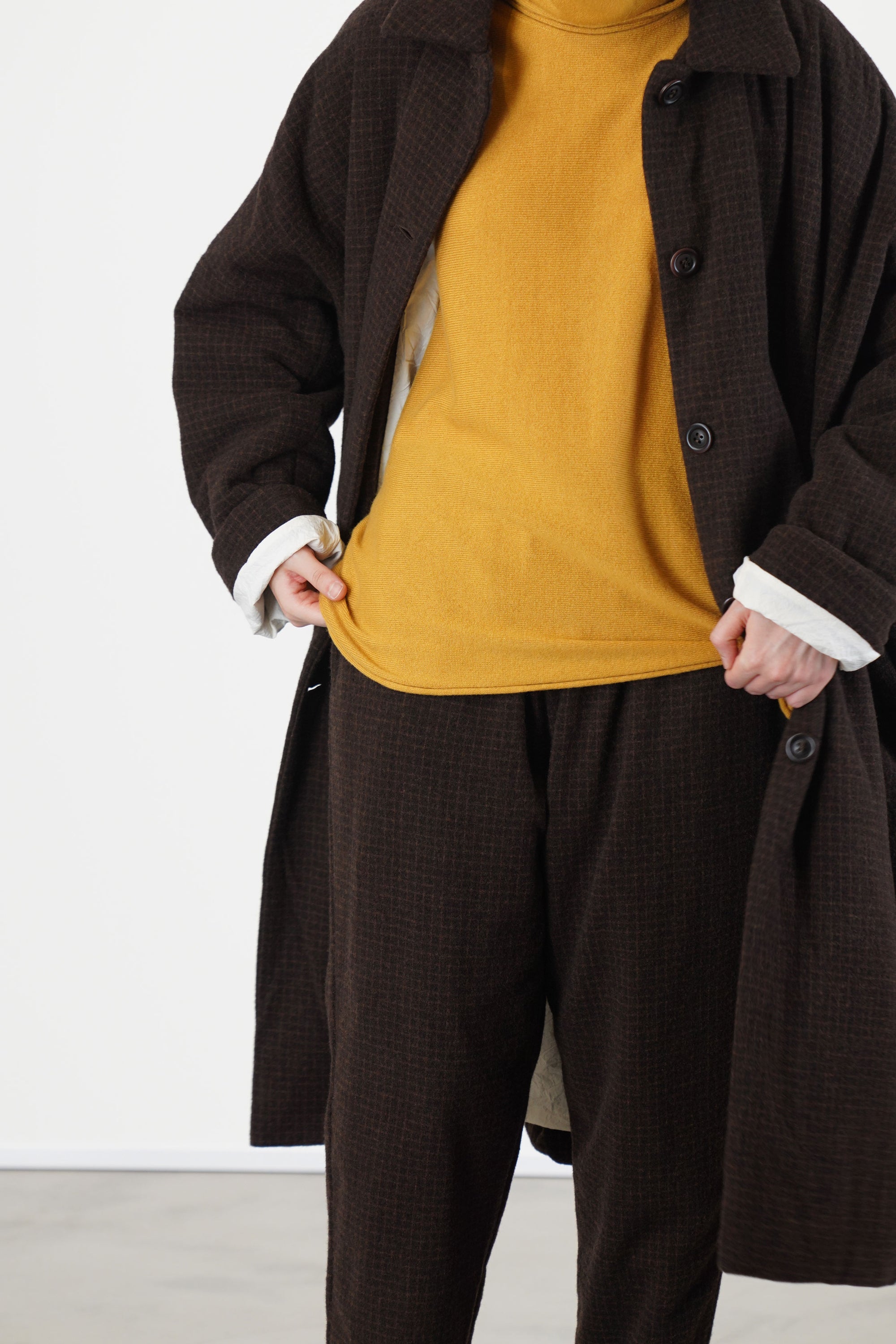 big blobby coat wool cashmere brown check
