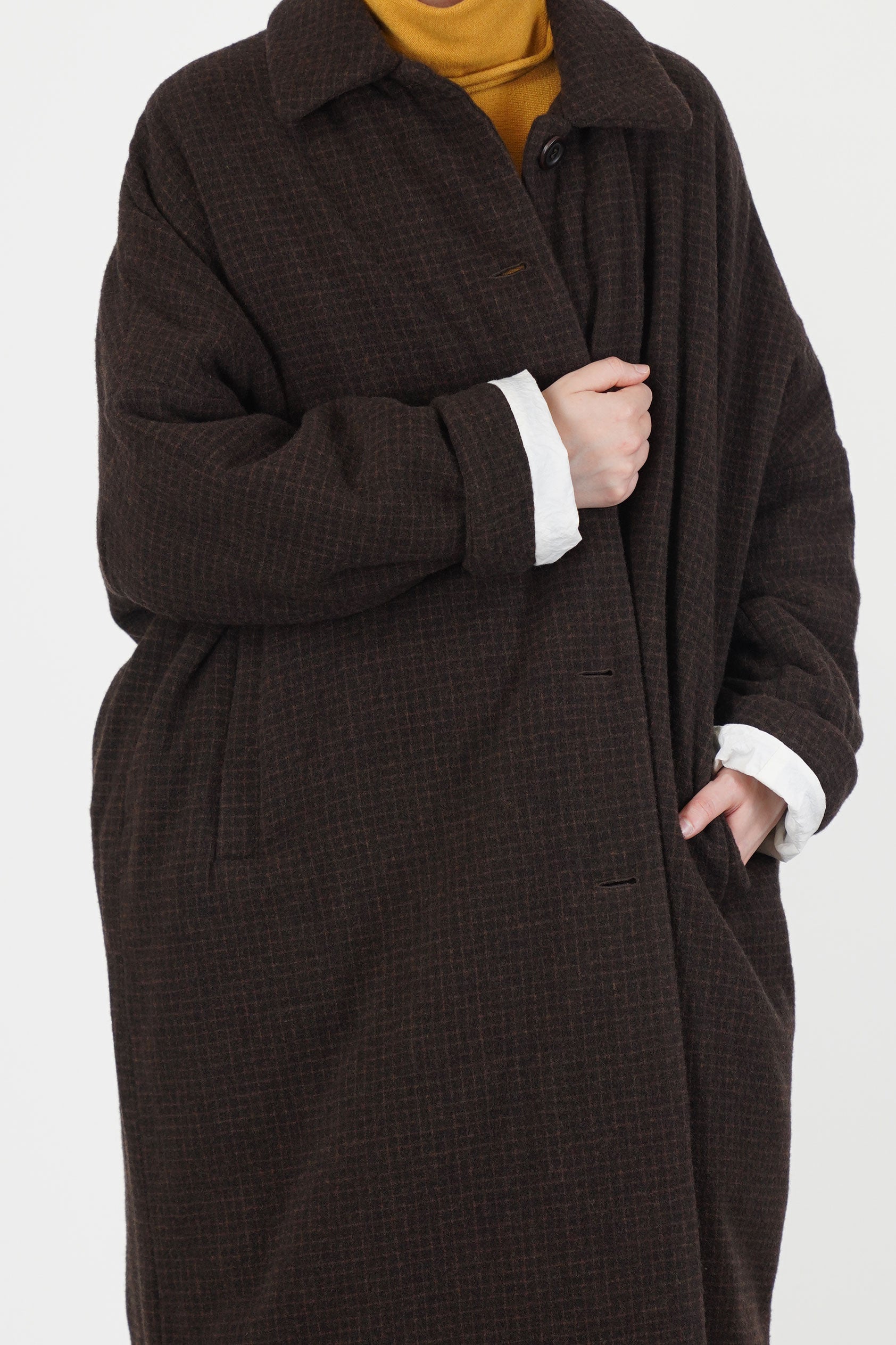 big blobby coat wool cashmere brown check