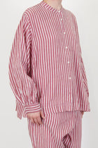 front view of casey casey biggy grandad shirt stripe 2