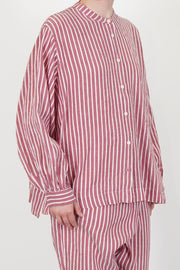 front view of casey casey biggy grandad shirt stripe 2
