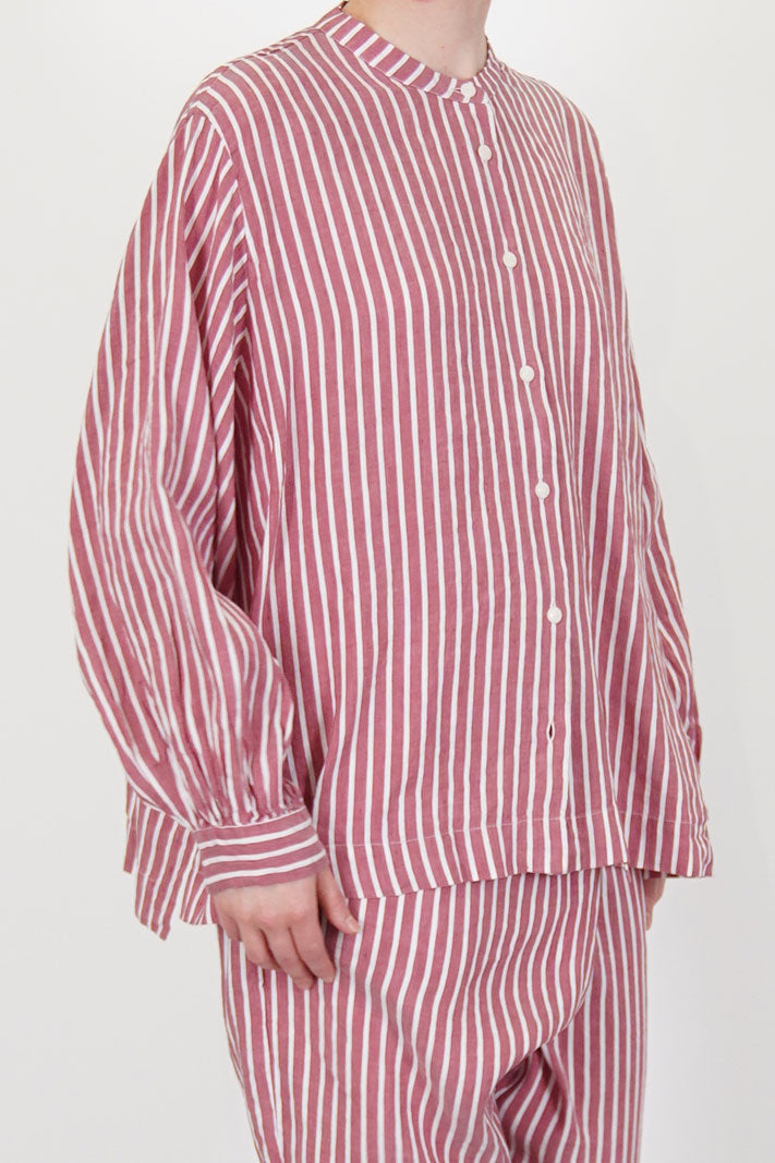 front view of casey casey biggy grandad shirt stripe 2