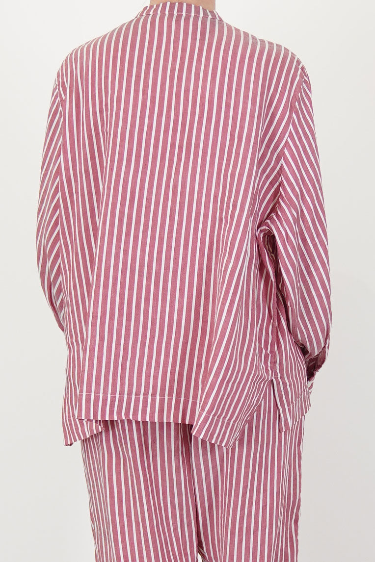 back view of casey casey biggy grandad shirt stripe 2