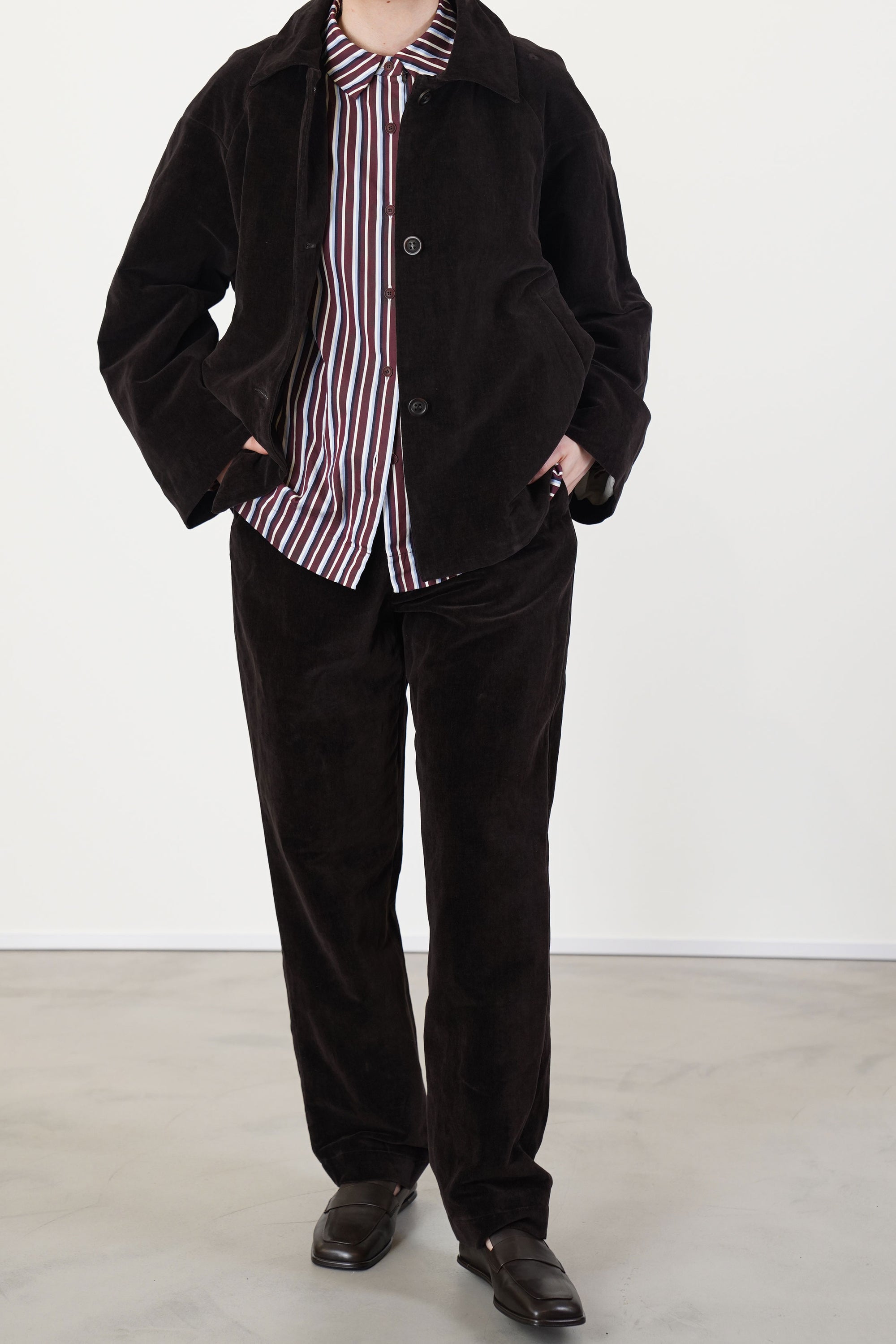 long chasse pant velvet dark brown