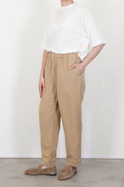 model wears casey casey fabi pant tuareg jute 