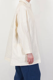 profile view of casey casey february shirt natural relaxed and oversized cut