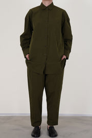 casey casey hamnet shirt green lake worn with matching tippy pants in green lake complimentary and effortlessly chic look