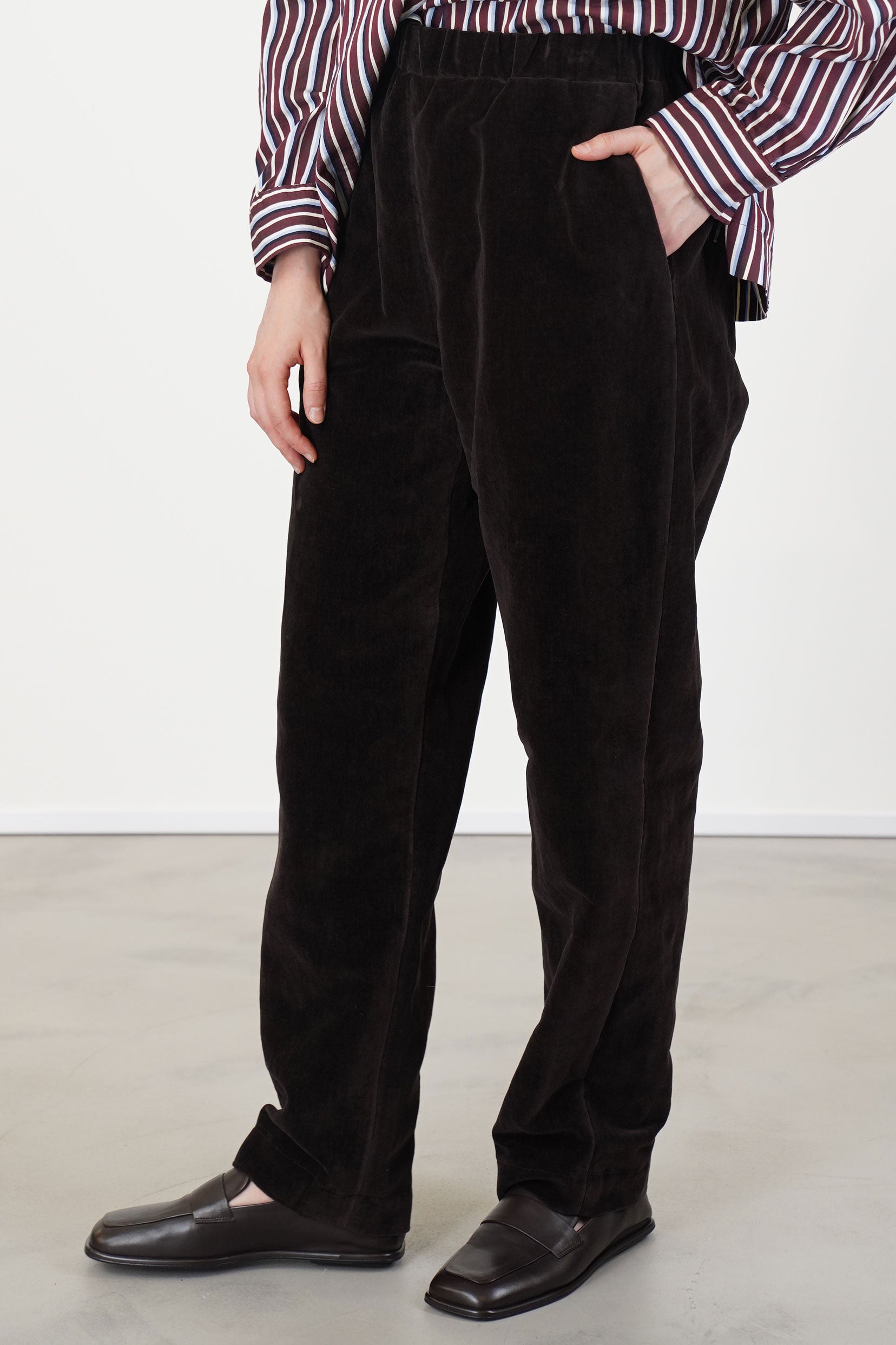 long chasse pant velvet dark brown