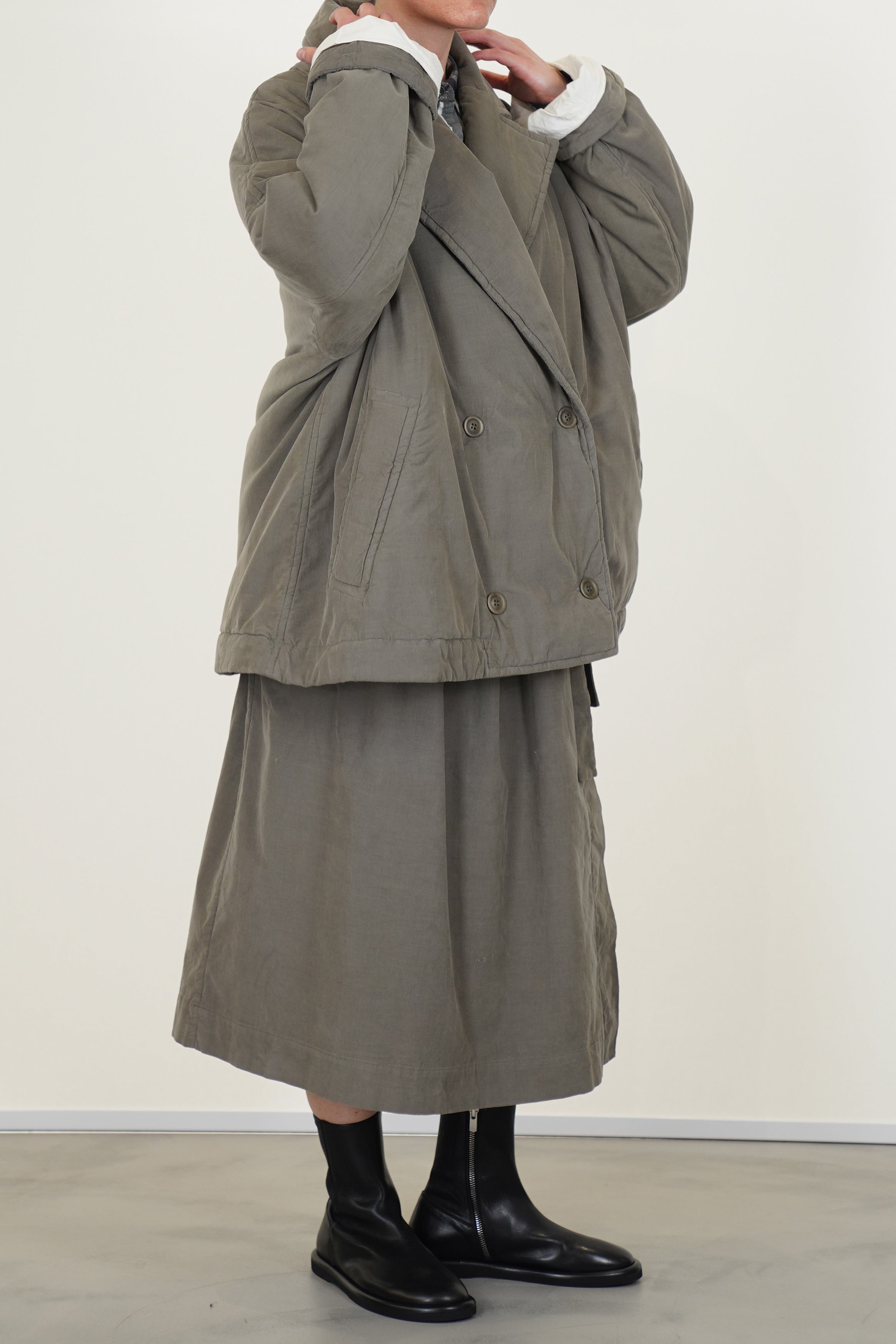 luna short coat pin cord light khaki