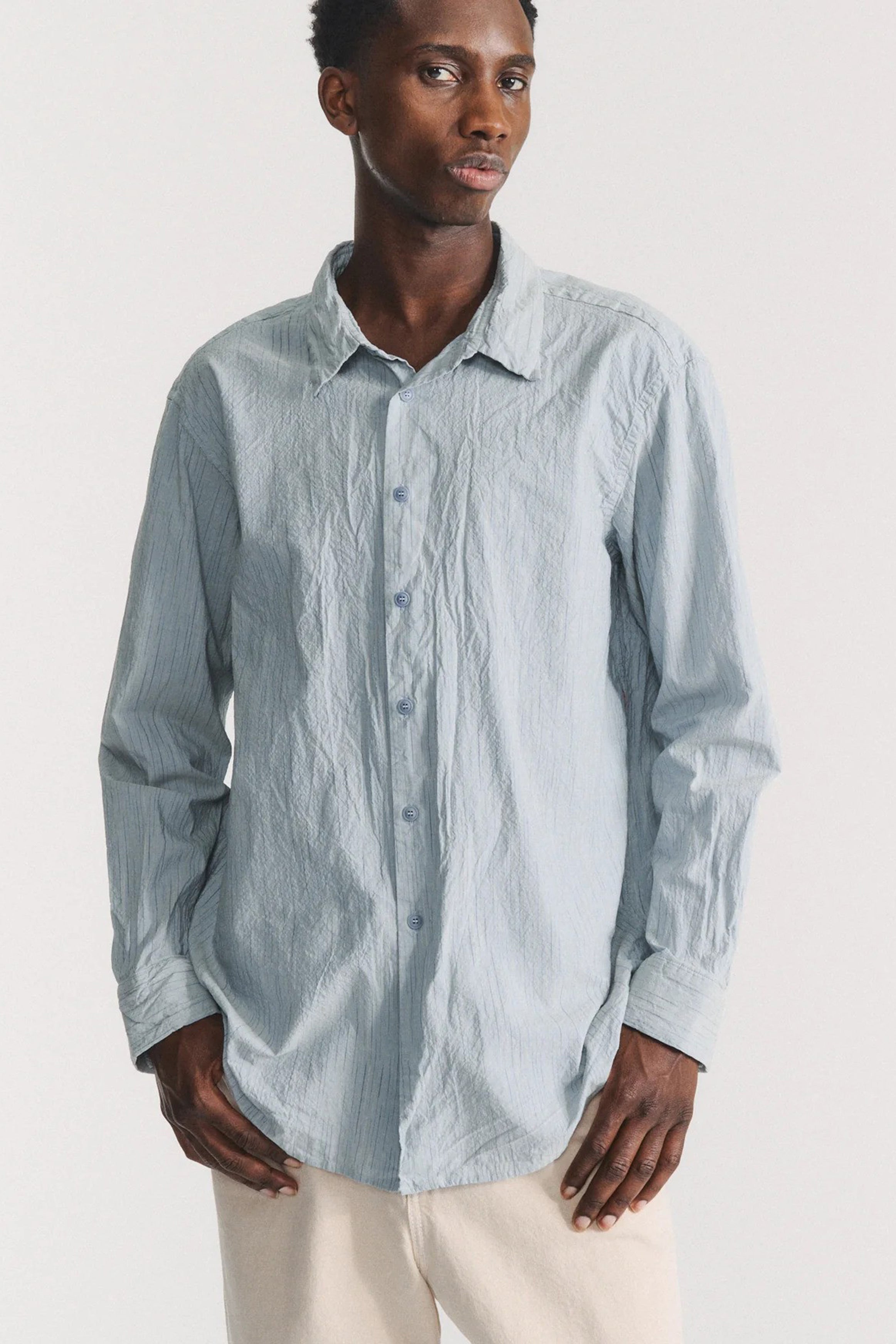 casey casey men fabiano shirt blue stripe 26hc328 | carrousel the