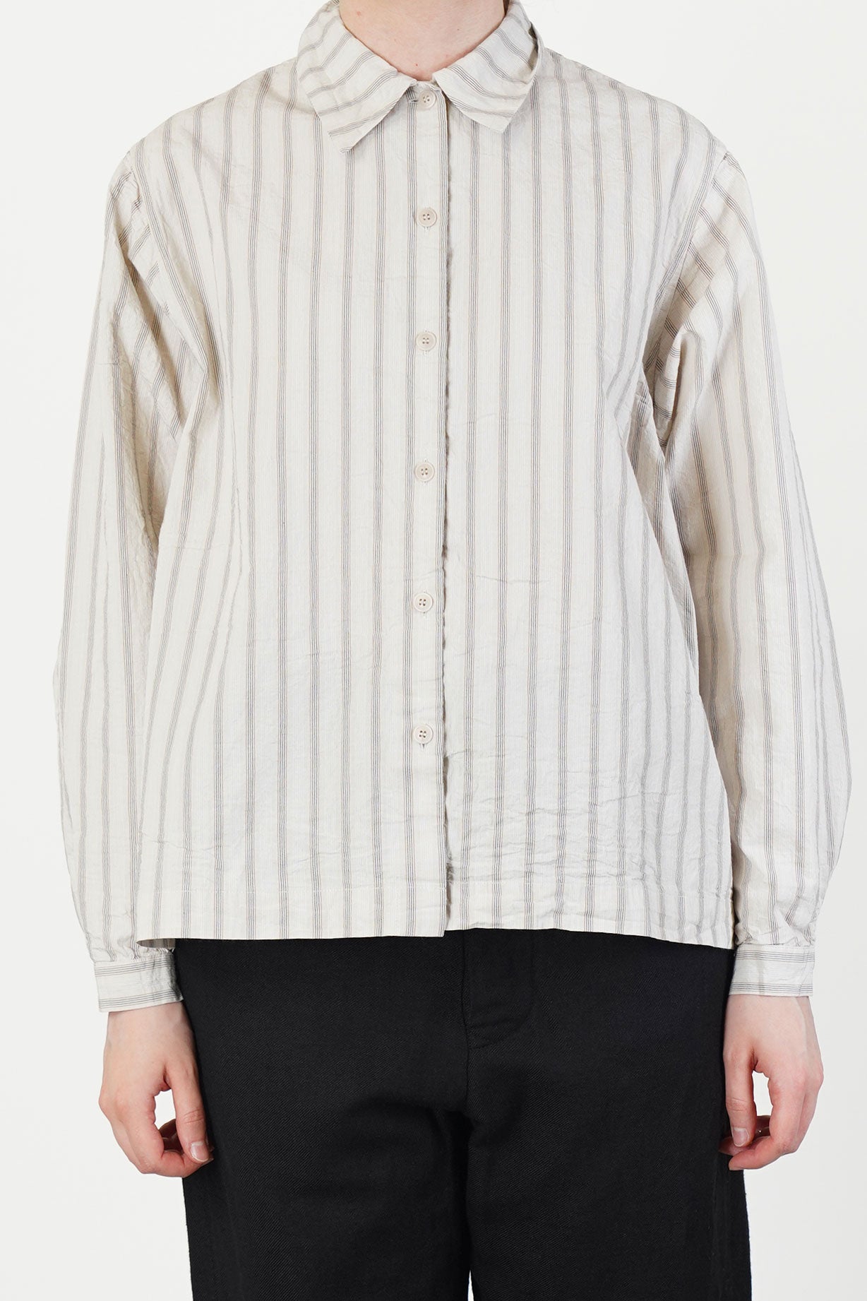 sama shirt crinkle stripe fine black