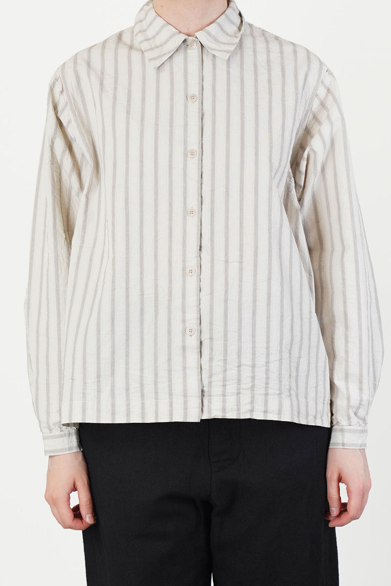 sama shirt crinkle stripe fine black