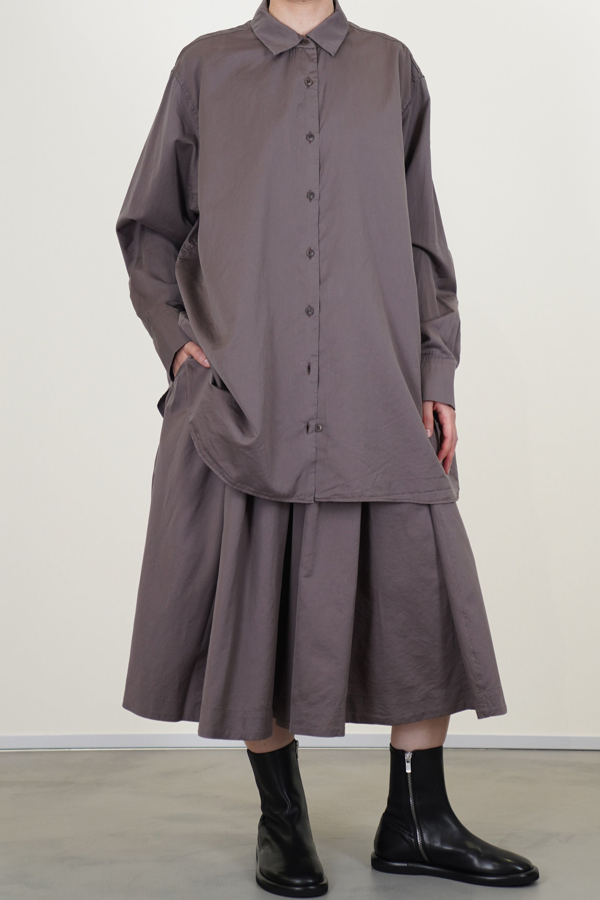 bb pleat skirt cotton silk clay