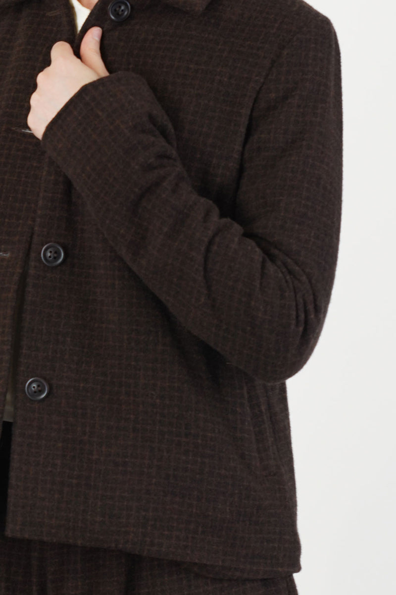 pwet jacket wool cashmere brown check