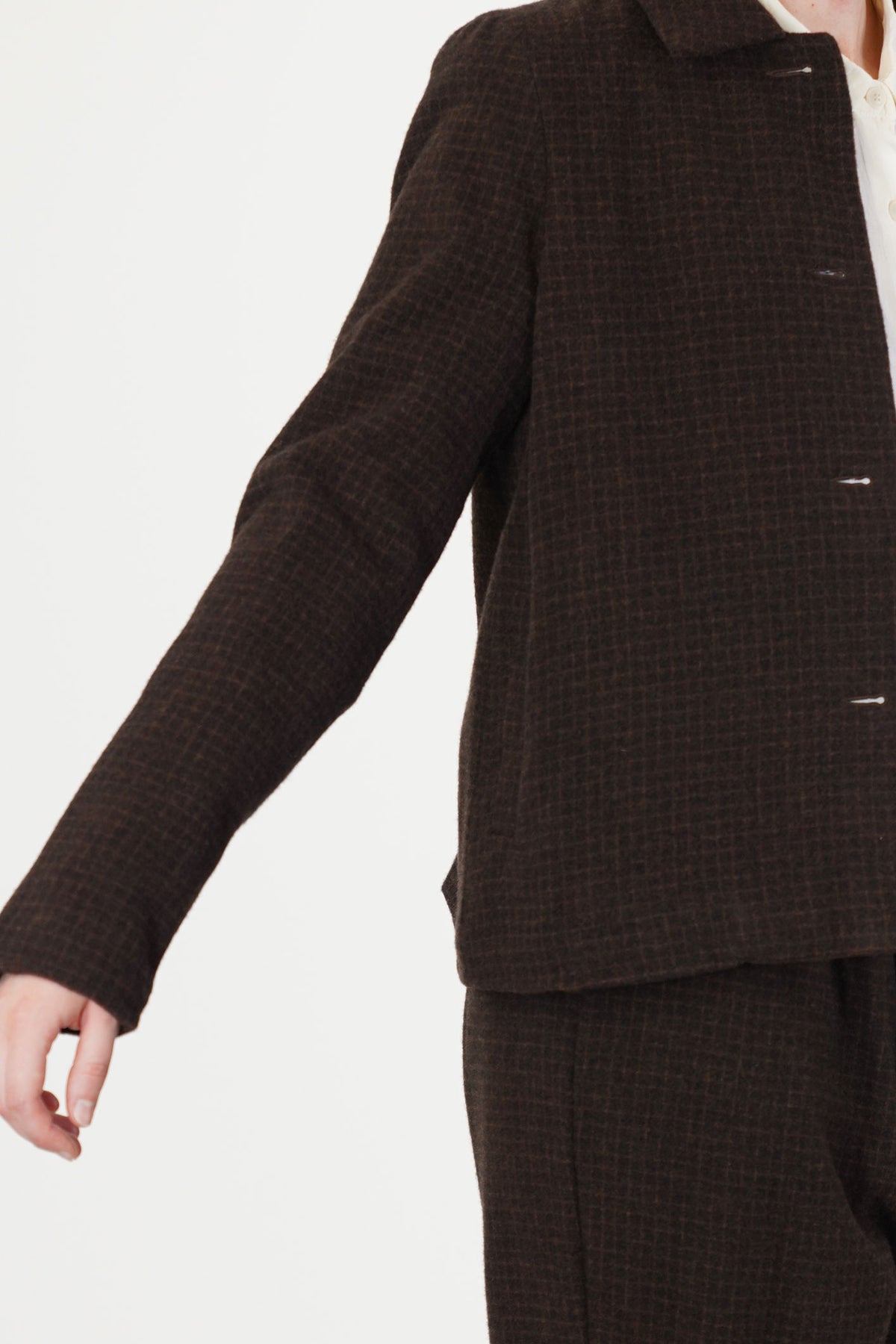 pwet jacket wool cashmere brown check