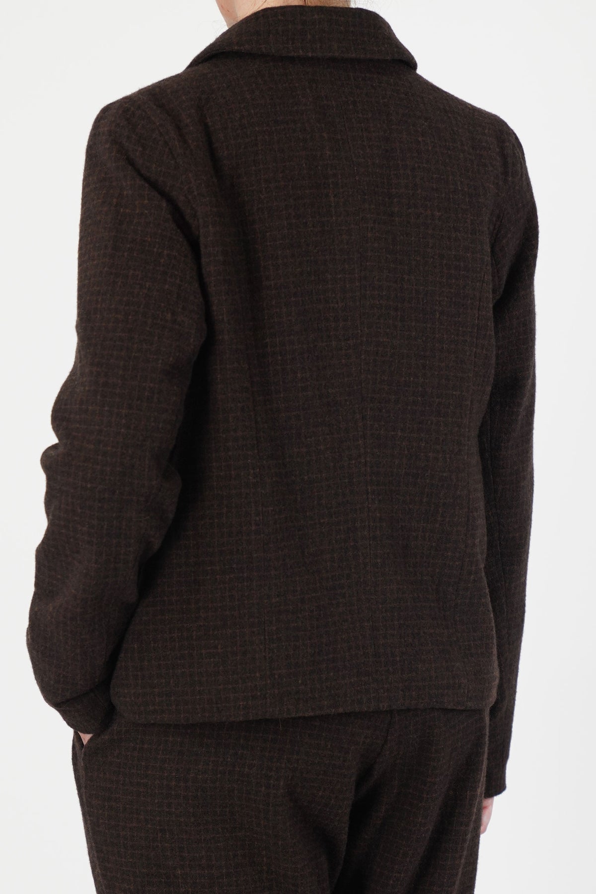 pwet jacket wool cashmere brown check