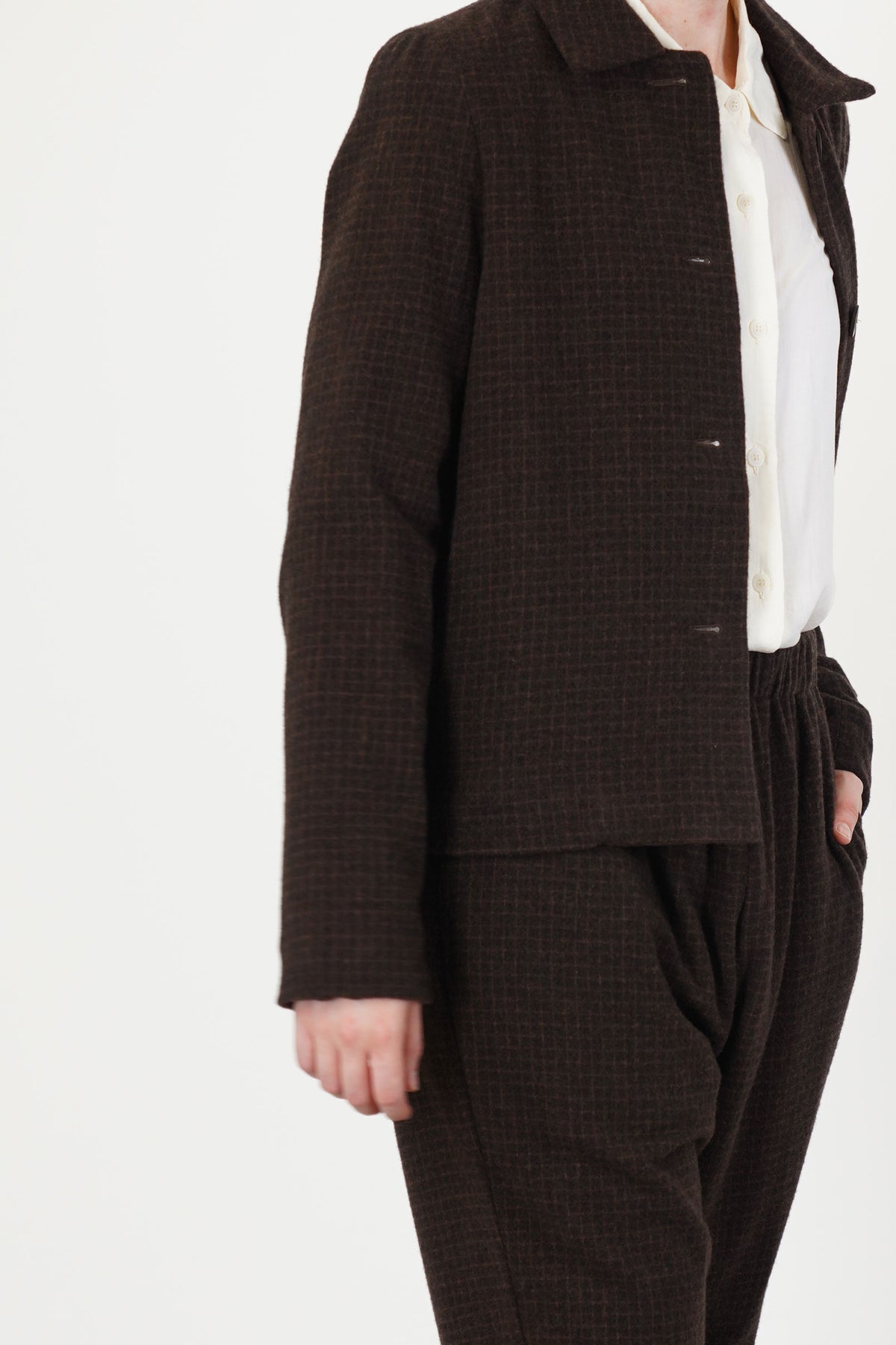 pwet jacket wool cashmere brown check