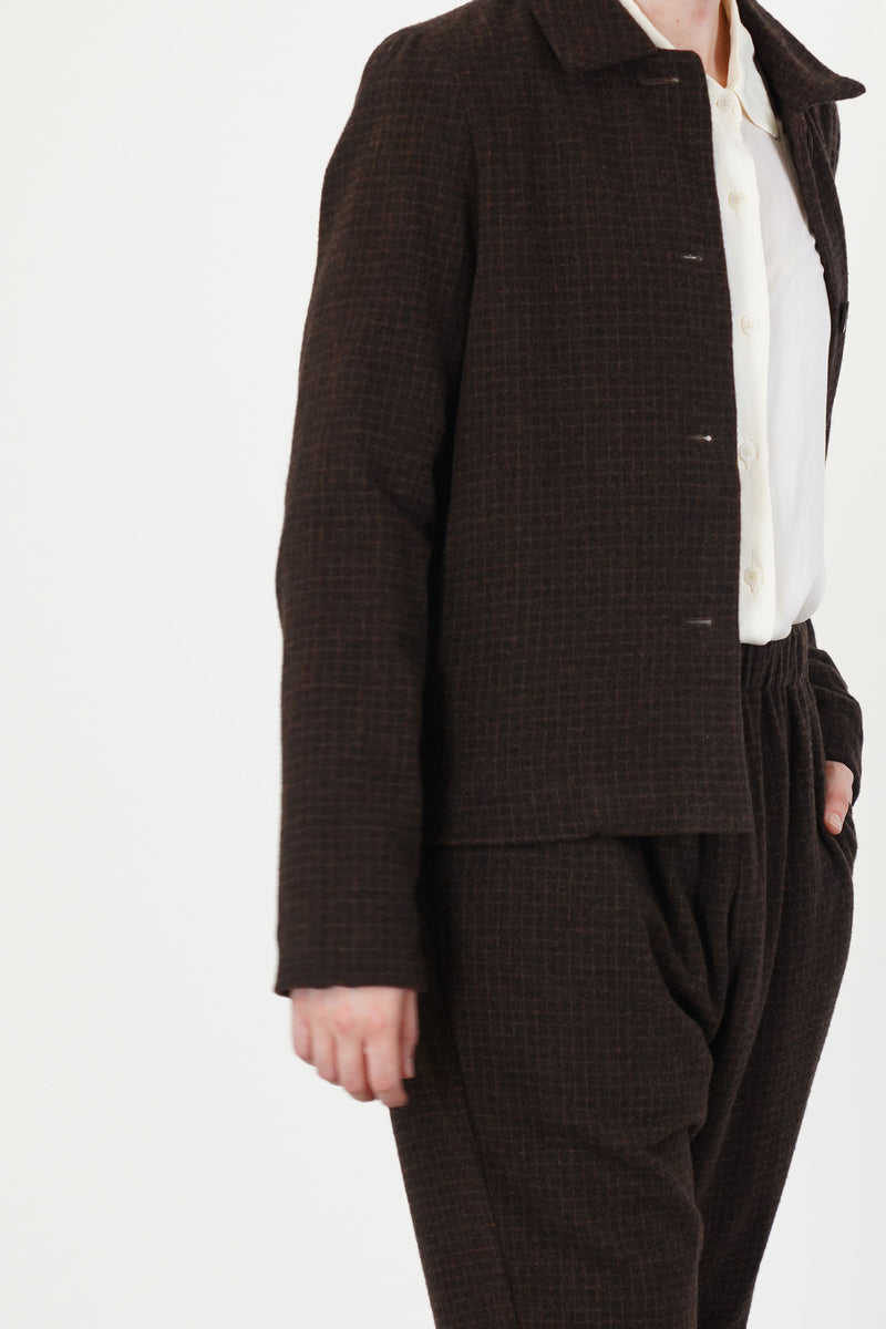 pwet jacket wool cashmere brown check