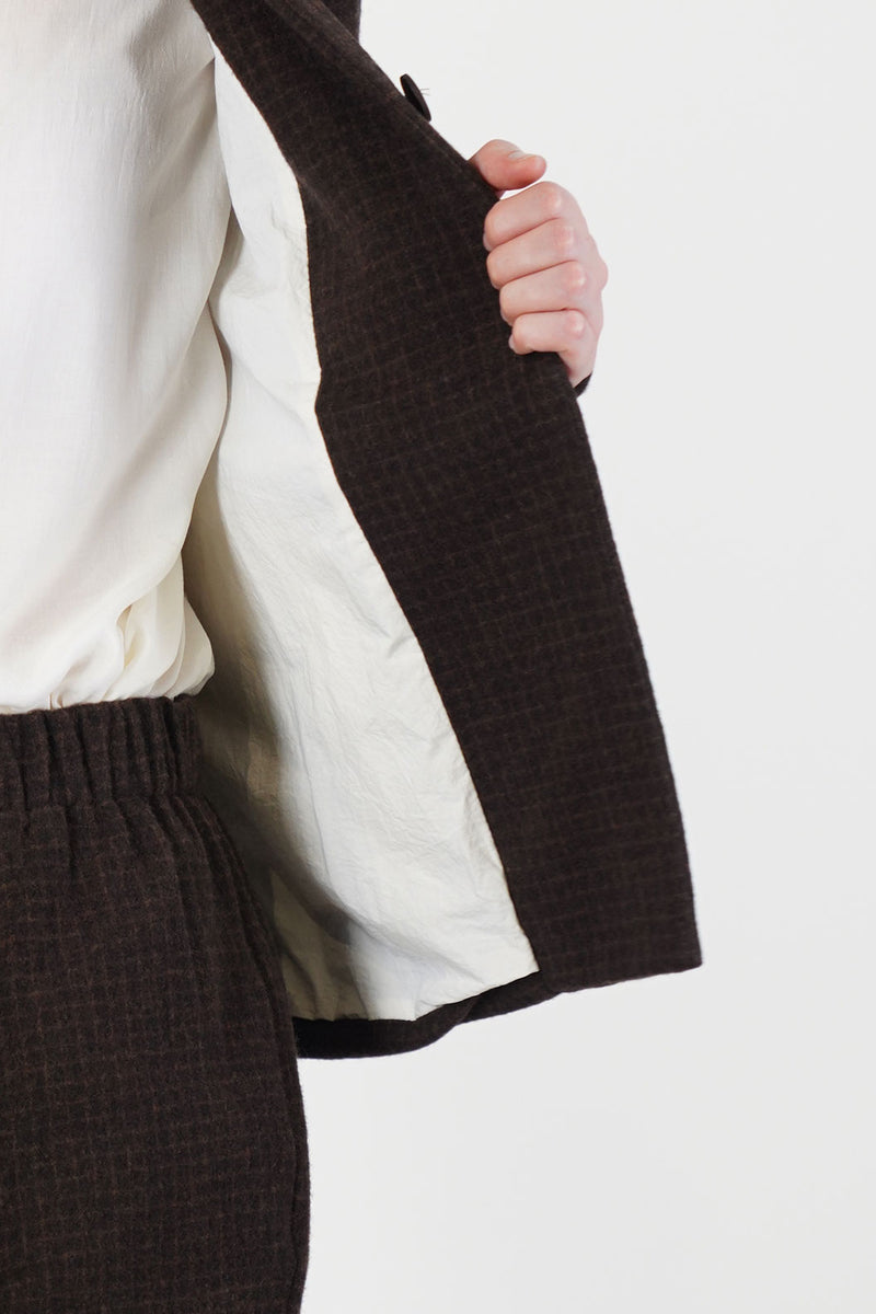 pwet jacket wool cashmere brown check