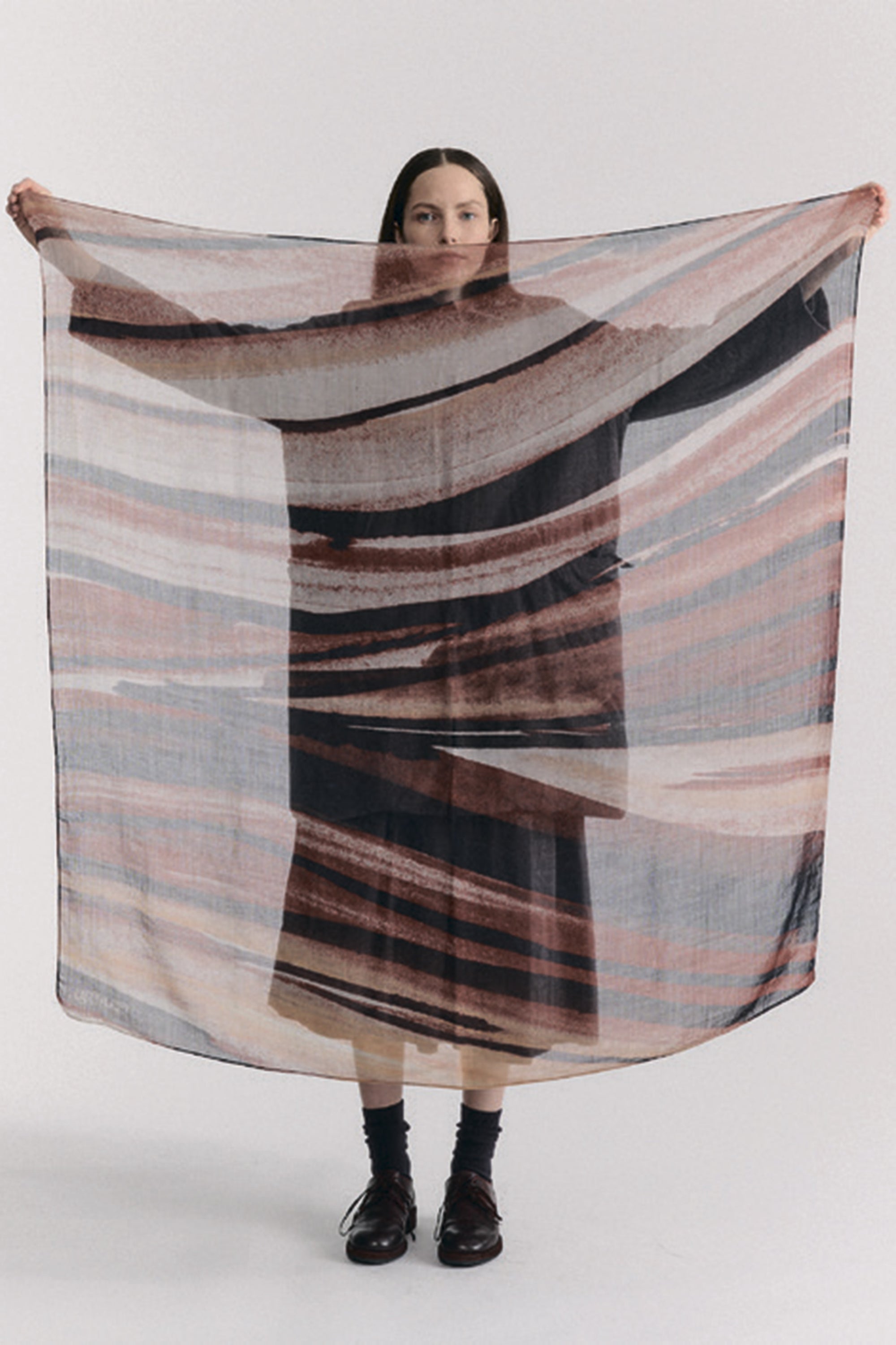 square scarf wool cashmere print 1