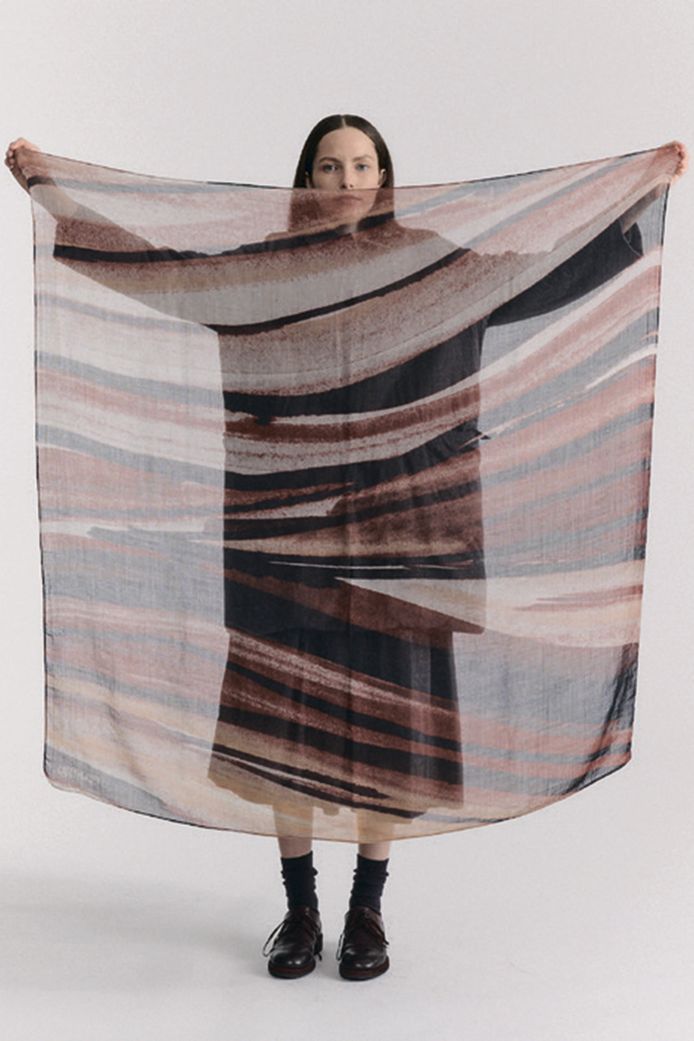 square scarf wool cashmere print 1