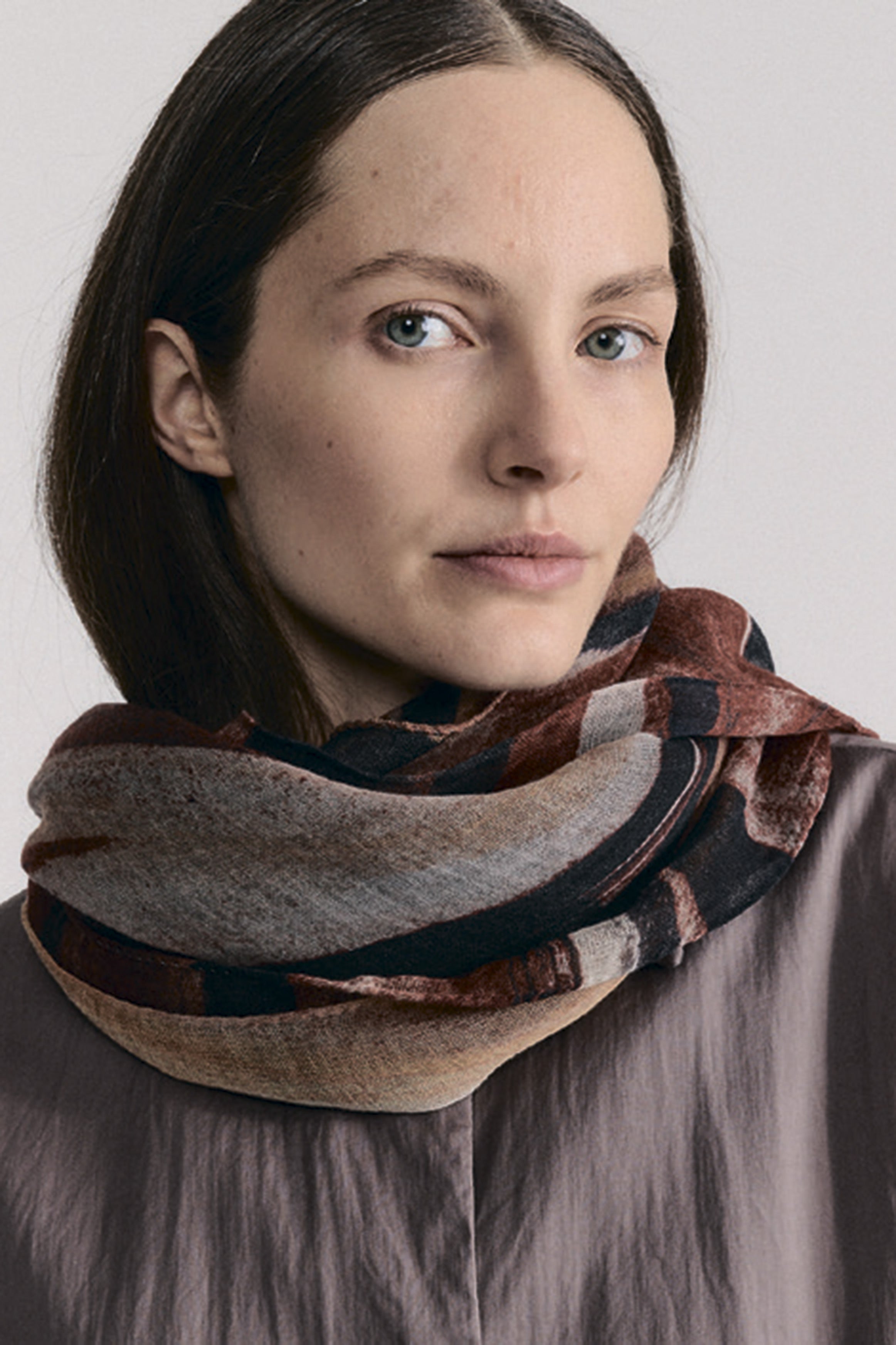 square scarf wool cashmere print 1