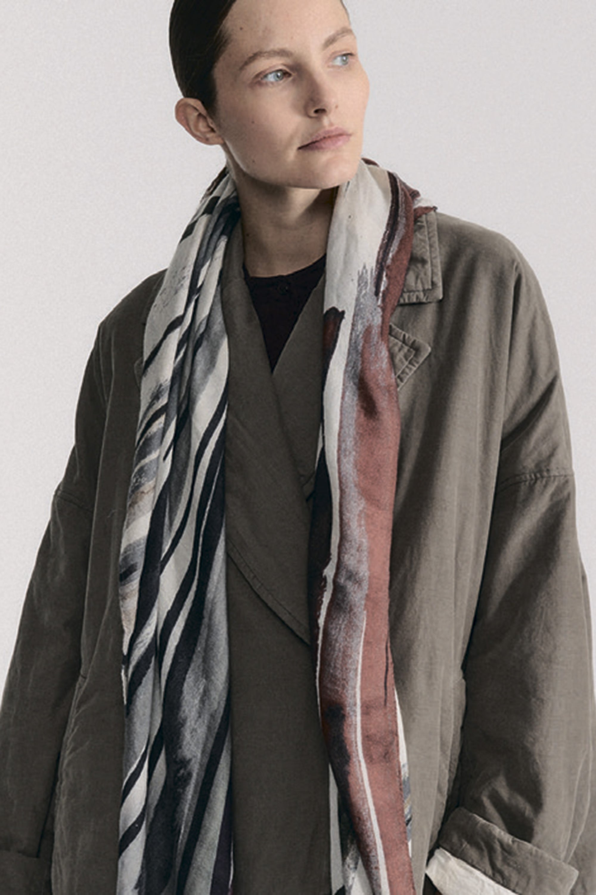 square scarf wool silk print 2