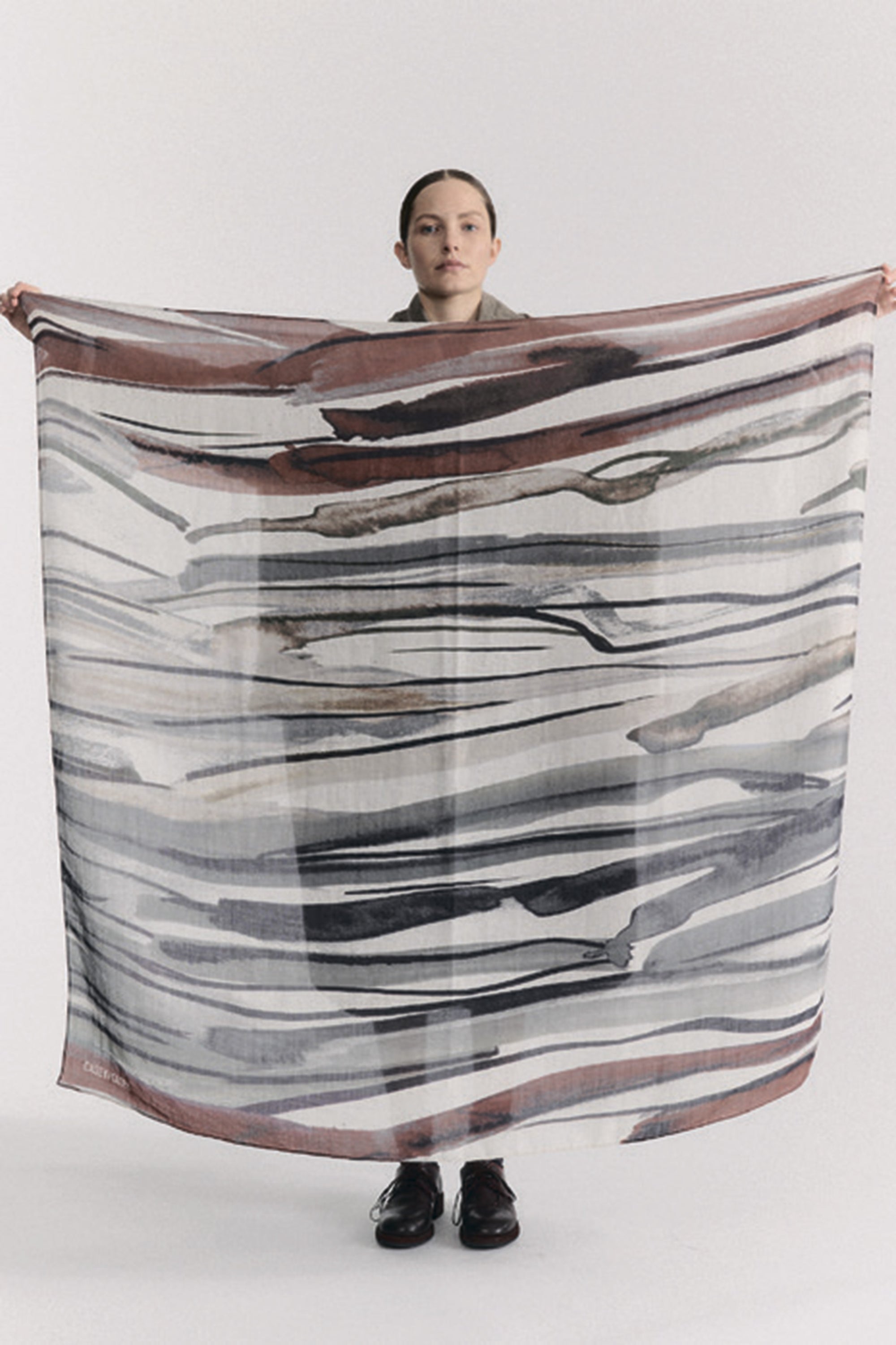 square scarf wool silk print 2