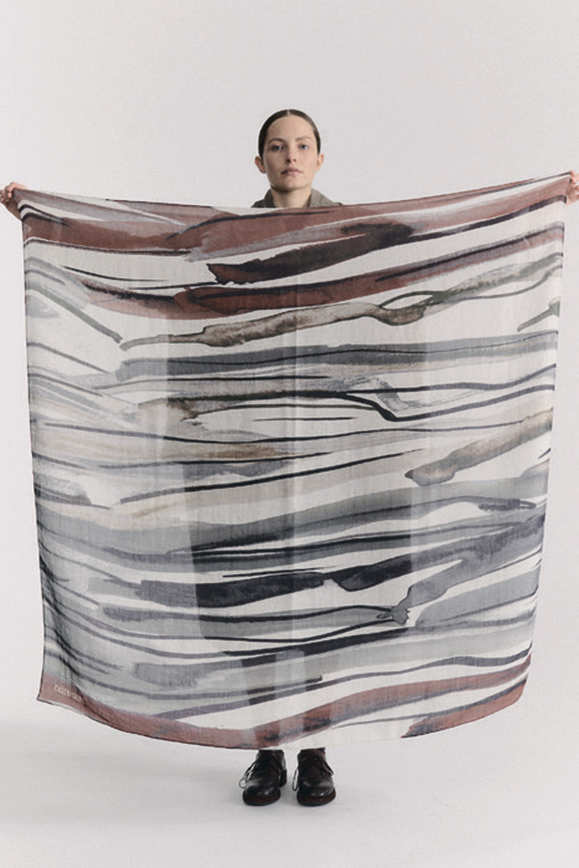 square scarf wool silk print 2