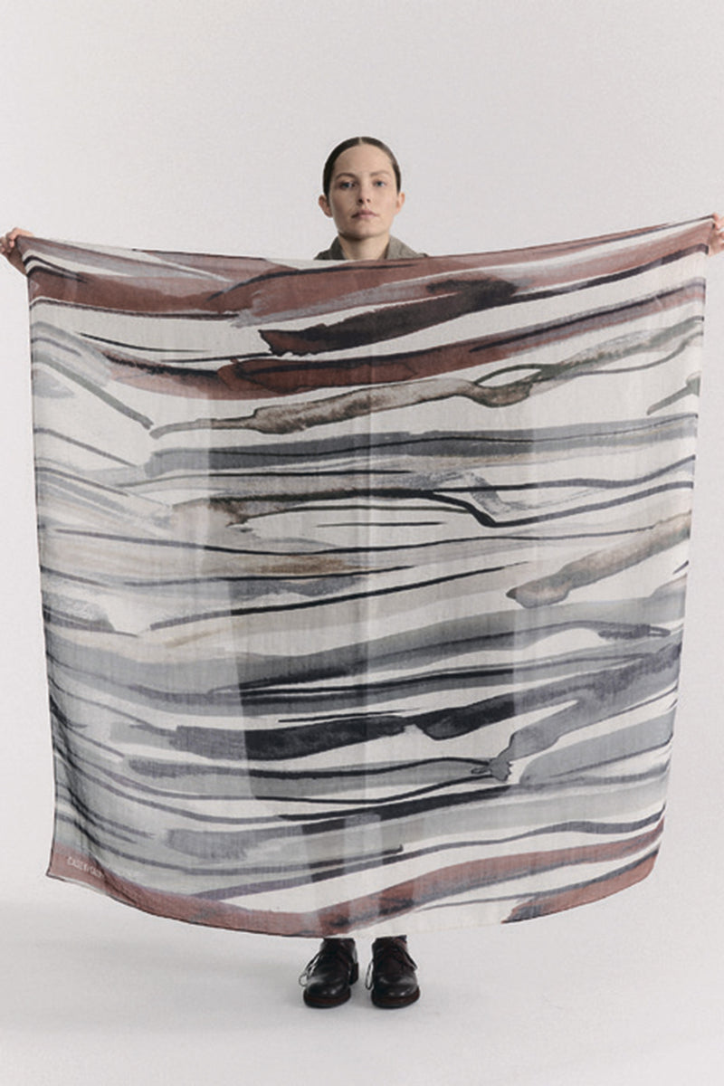 square scarf wool silk print 2