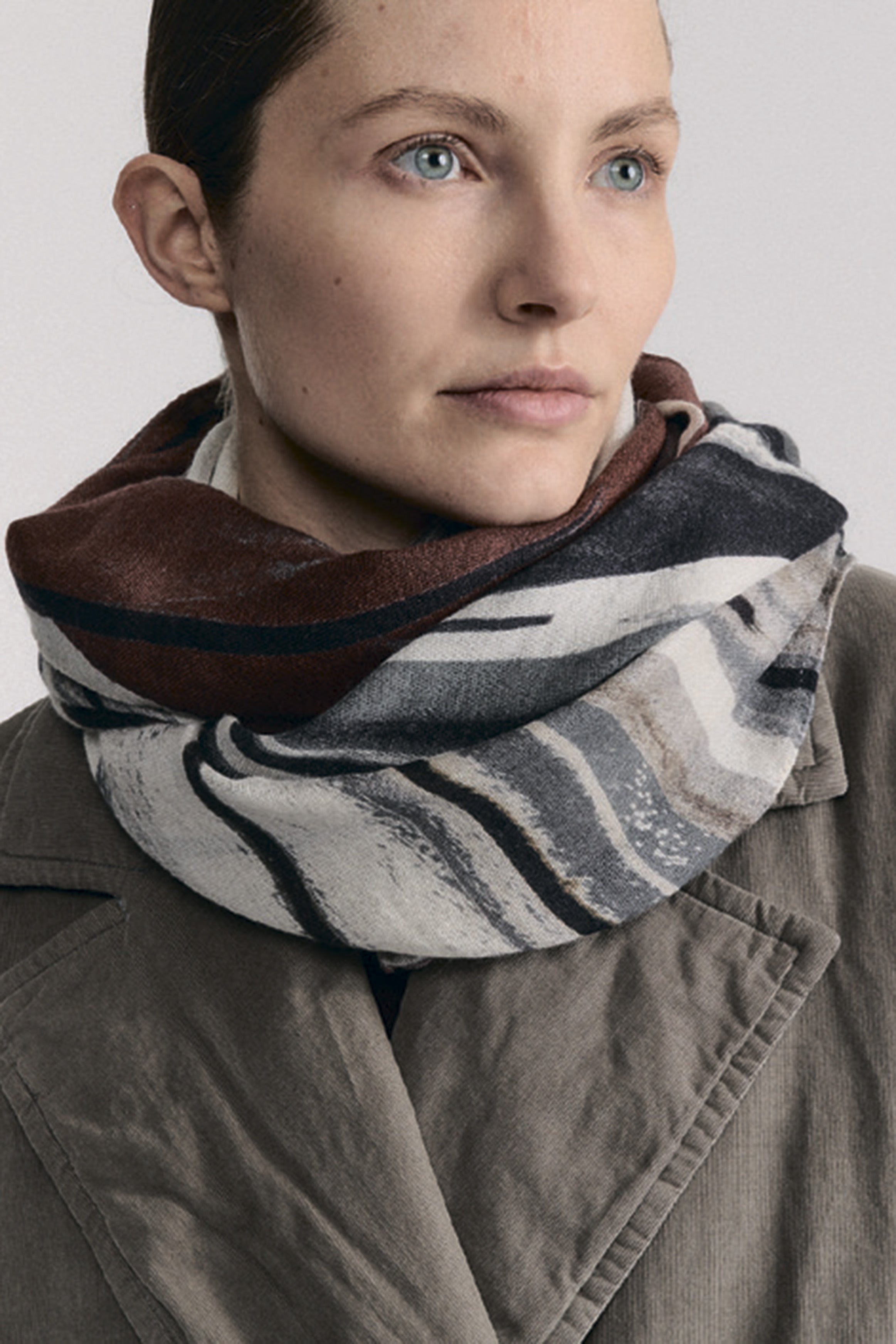 square scarf wool silk print 2