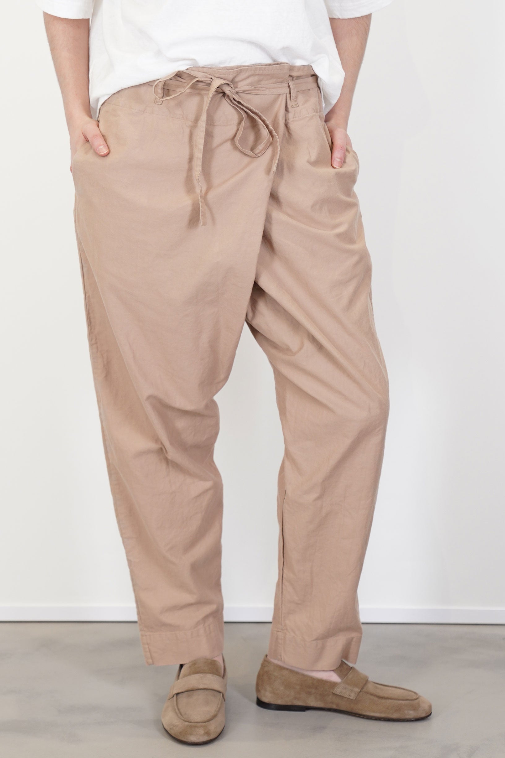 front view of casey casey tied sarouel pant cotton beige