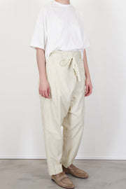 side view of casey casey tied sarouel pant cotton natural relaxed silhouette