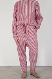model wears casey casey tied sarouel pant stripe in a relaxed style