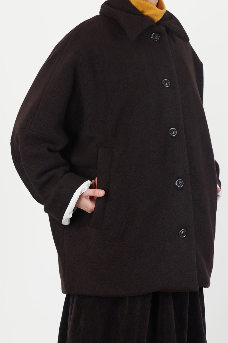 triangle coat heavy cashmere dark brown