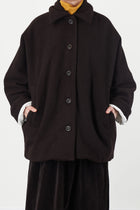 triangle coat heavy cashmere dark brown