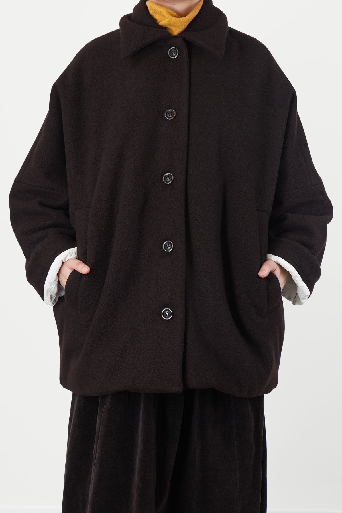 triangle coat heavy cashmere dark brown