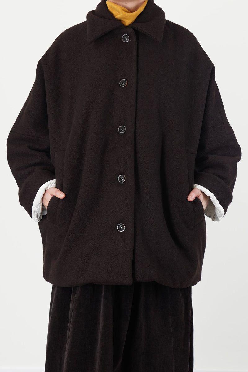 triangle coat heavy cashmere dark brown