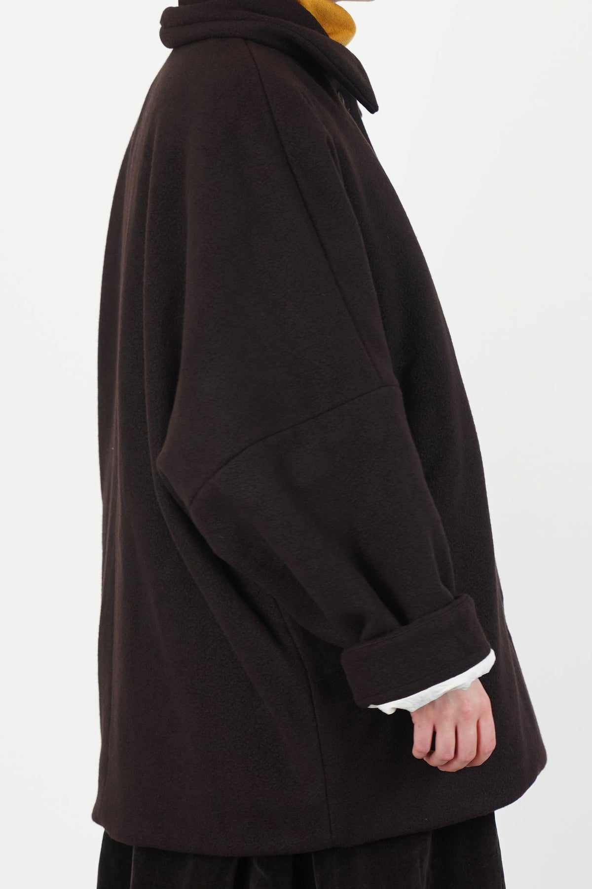 triangle coat heavy cashmere dark brown