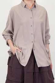 front view of casey casey waga ls shirt silk dusty viola