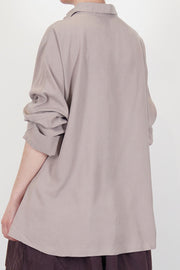 back view of casey casey waga ls shirt silk dusty viola