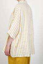 Back view of Casey Casey Waga SS Linen Stripe Shirt