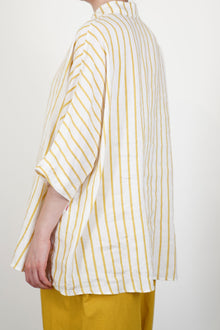 Back view of Casey Casey Waga SS Linen Stripe Shirt