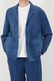 front view of casey casey workwear puddy jacket tuareg blue