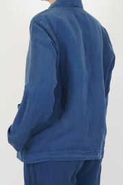 back view of casey casey workwear puddy jacket tuareg blue