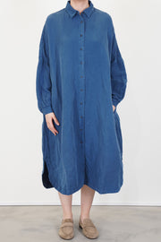 front view of casey casey yuki dress tuareg blue