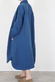 back view of model wearing casey casey yuki dress tuareg blue