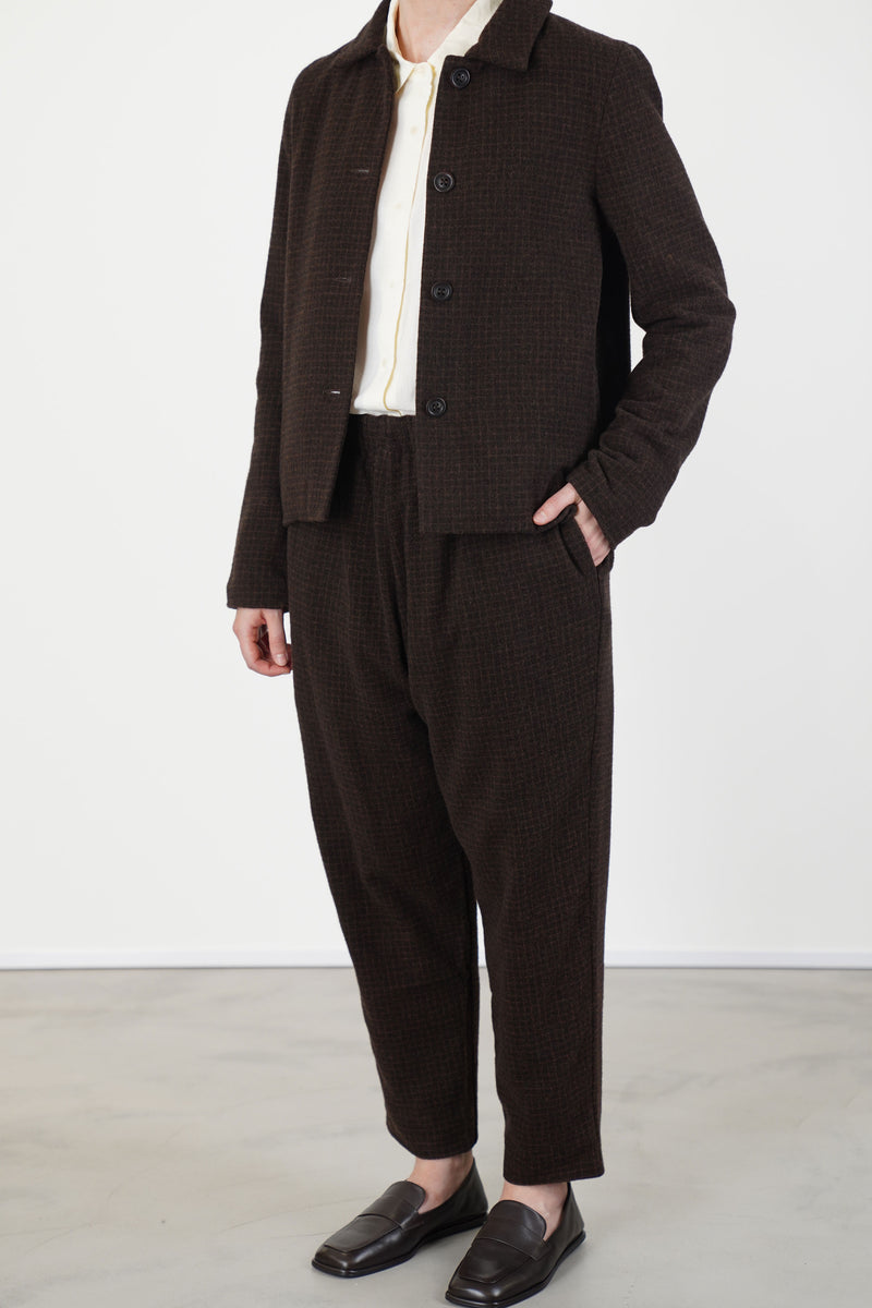 pwet jacket wool cashmere brown check